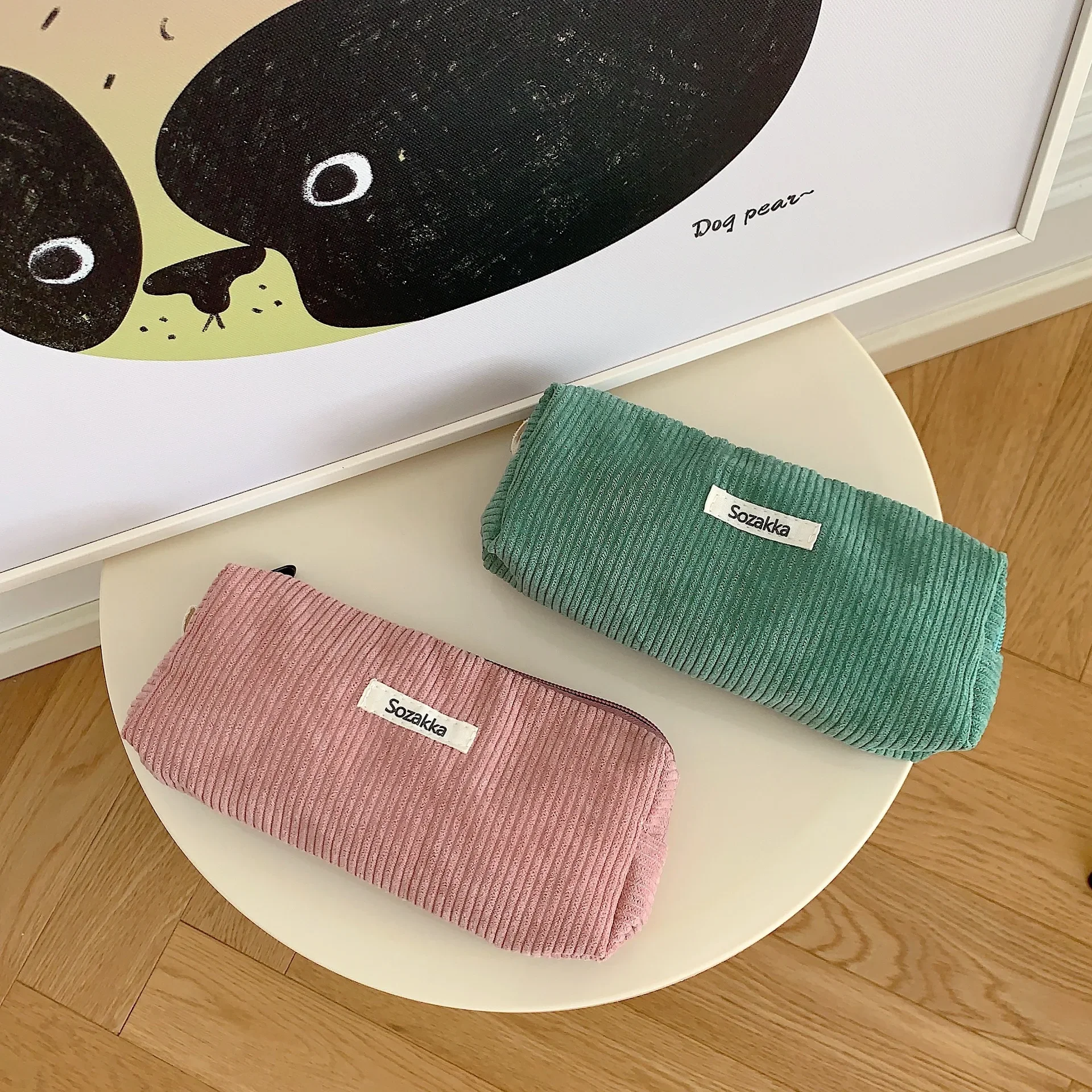 Solid Stationery Storage Pencil Bag Corduroy for Junior High School Students Stationery Pencil Cases School Supplies