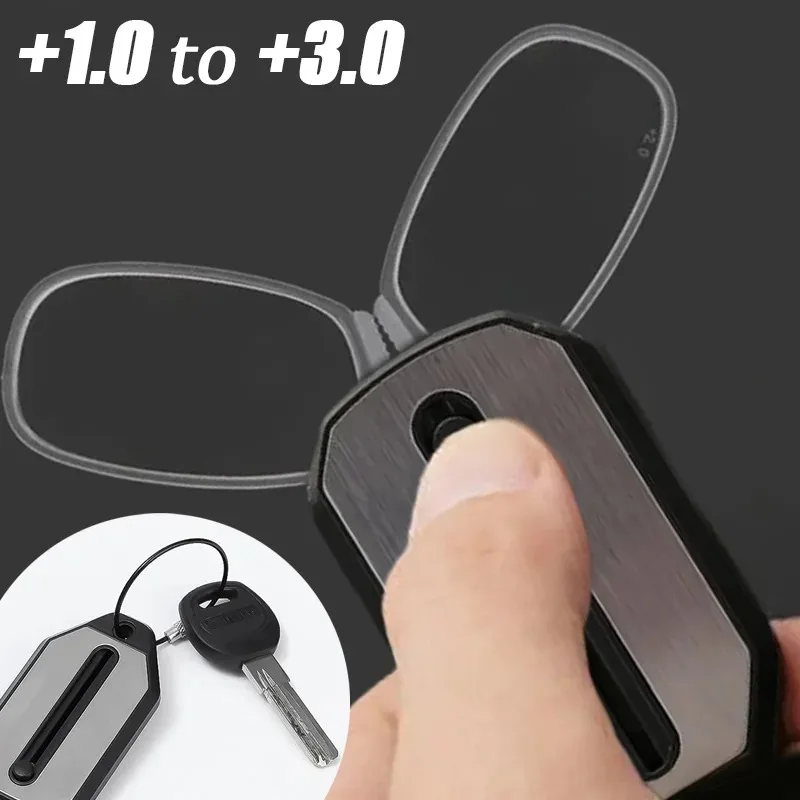 Creative Mini Reading Glasses Folding Legless Nose Clip Eyewear Men Women Portable Hyperopia Eyeglasses with Keychain Glass Box