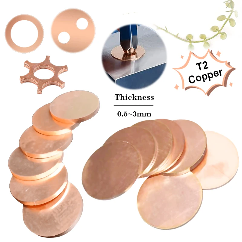 

1/2PCS T2 Copper Plate Pure Copper Round Plate Copper Plate Gasket Thickness 0.5mm-3mm Diameter 30mm 50mm 60mm 80mm Round Sheet