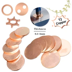 1/2PCS T2 Copper Plate Pure Copper Round Plate Copper Plate Gasket Thickness 0.5mm-3mm Diameter 30mm 50mm 60mm 80mm Round Sheet