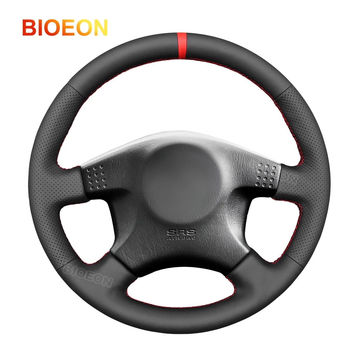 Bioeon Black PU Leather Car Steering Wheel Cover for Nissan Skyline ECR33 R33 GTR 1995-1998