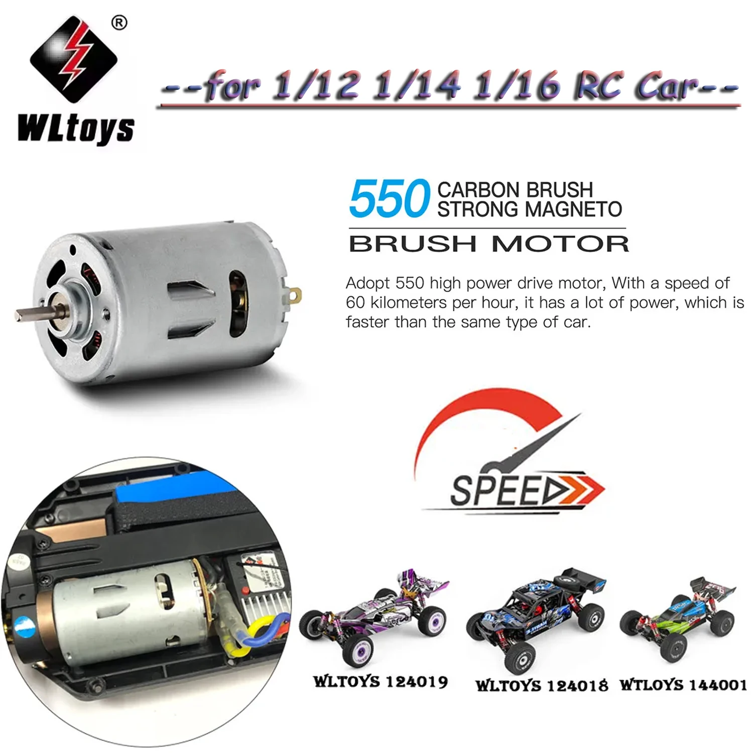 Original Wltoys XK 144001 124018 124019 550 Motor for 1/10 1/12 1/14 Axial WPL SCX10 RC Off-Road Desert Off-road Vehicle Car