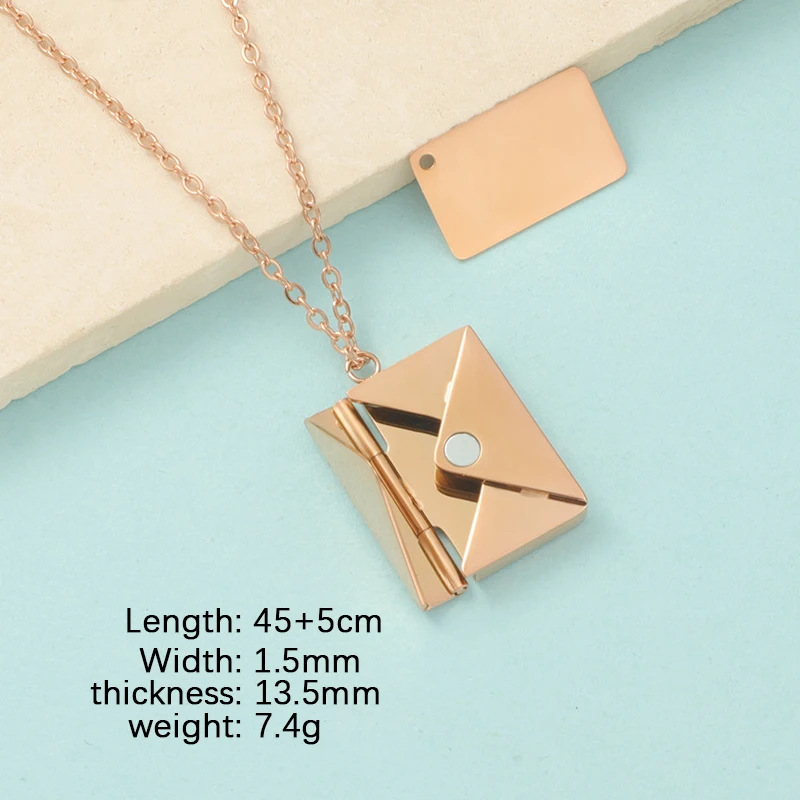 Fnixtar Detachable Envelope Pendant Necklaces Mirror Polish Stainless Steel Creative Love Letter DIY Necklace 10 PCS/lot