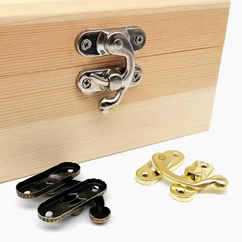 6pcs Jewelry Chest Gift Box Wooden Case Hasp Latch Toggle Clasp Leather Bag Suitcase Closure Lock 3 Sizes Colors with Screws