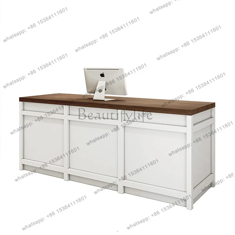 Milk white clothing store checkout page paint reception desk customization