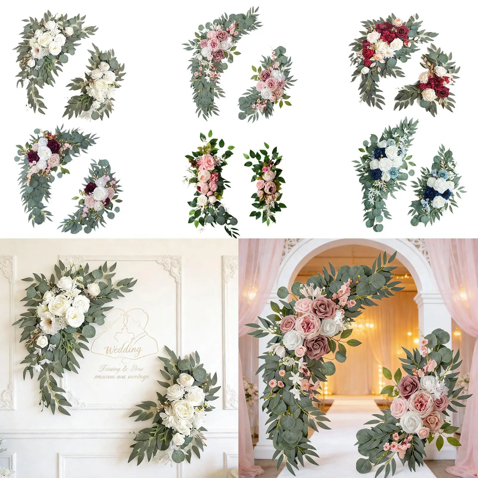 

2 шт. Искусственные цветочные гирлянды-венки для свадебной арки, декоративные подвесные украшения для входной двери, для приема гостей и вечеринок