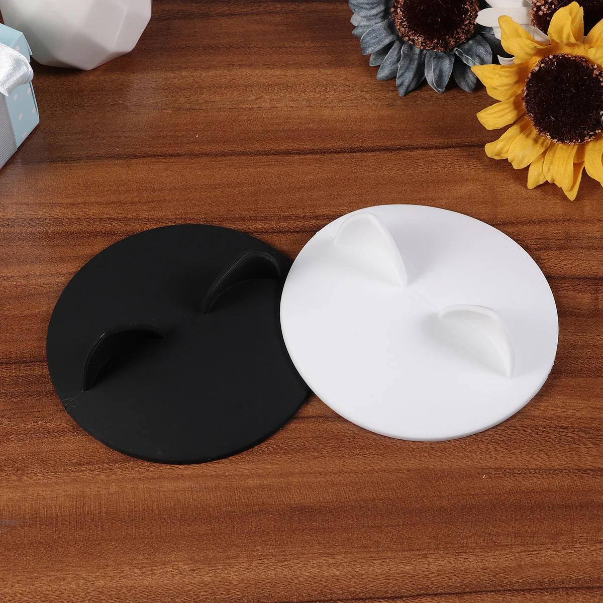 

2Pcs Silica Gel Cat Ears Lid Cute Design Reusable Safe Isolation Prevent Spills Suitable All Cups Glasses Cat Ear Lid