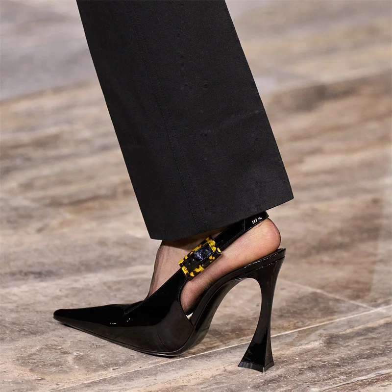 Pointed Thin Heel Sexy Fashion Show High Heel Sandals 2023 New One Line Buckle Strap European American Size 34-43 Women's Shoes
