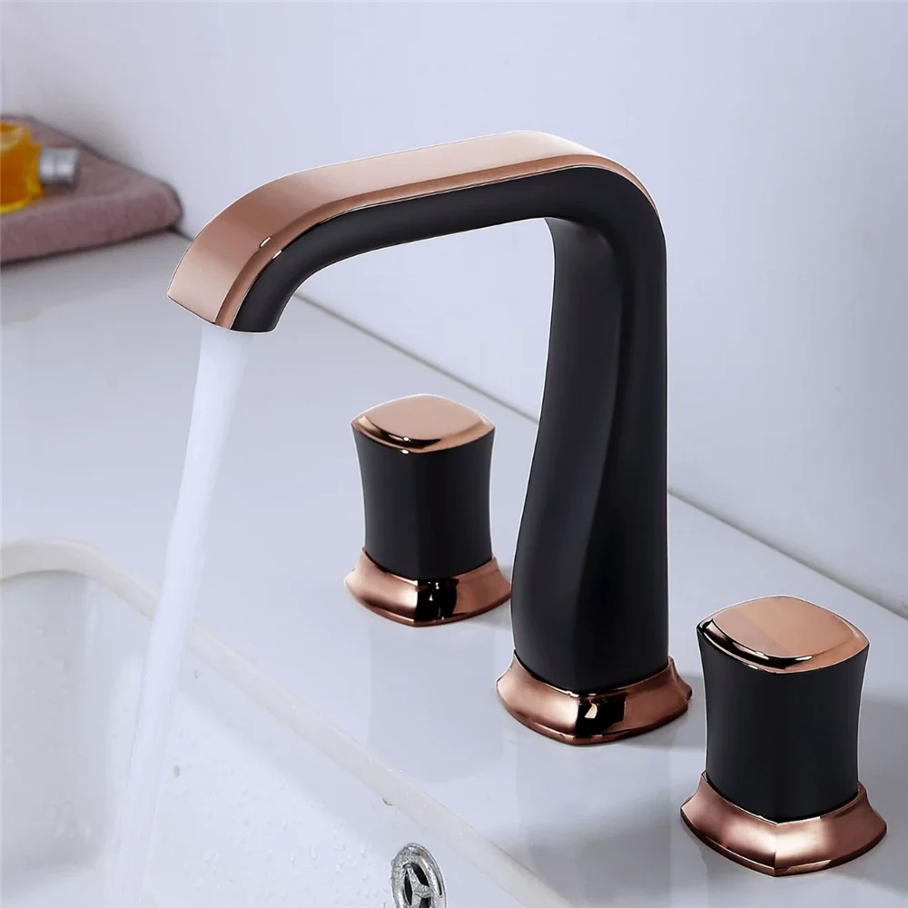 

White Gold Bathroom Faucet Gold Basin Sink Faucet Mixer Tap Widespread Black Wash basin Faucet 3 Hole Chrome Lavotory Faucet