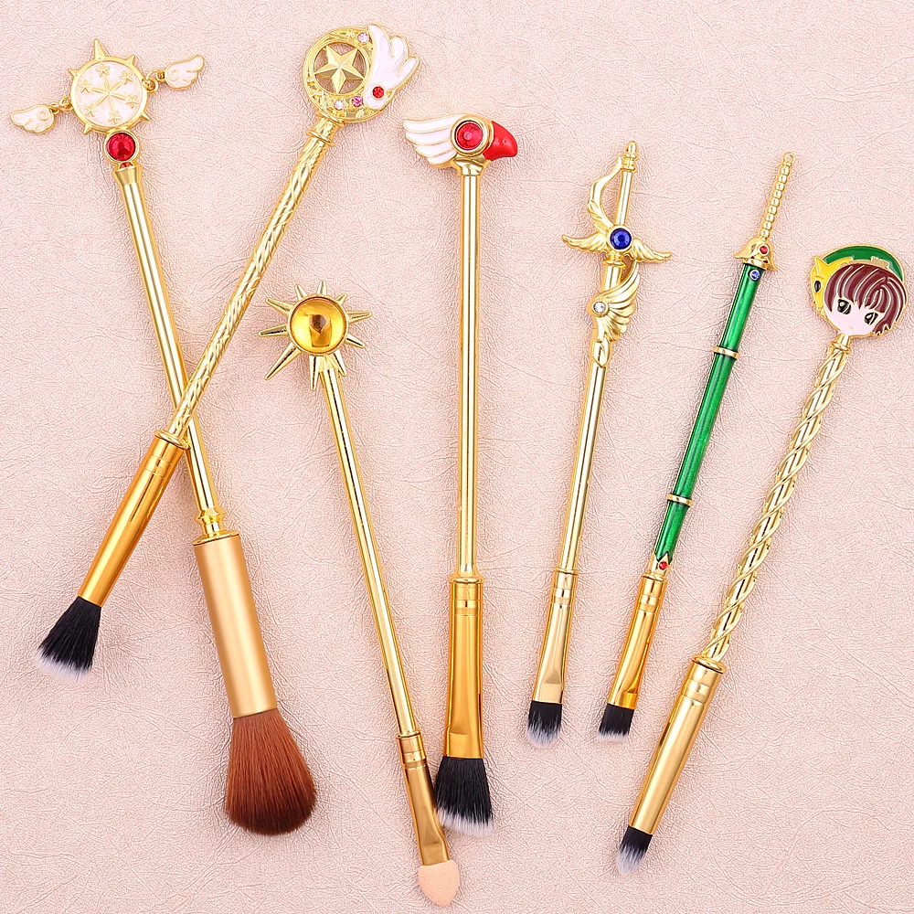 7Pcs Anime Card Captor Sakura Fiber Make Up Brush Concealer Highlight Brush Eye Shadow Blush Makeup Soft Brush Cosmetic Tools