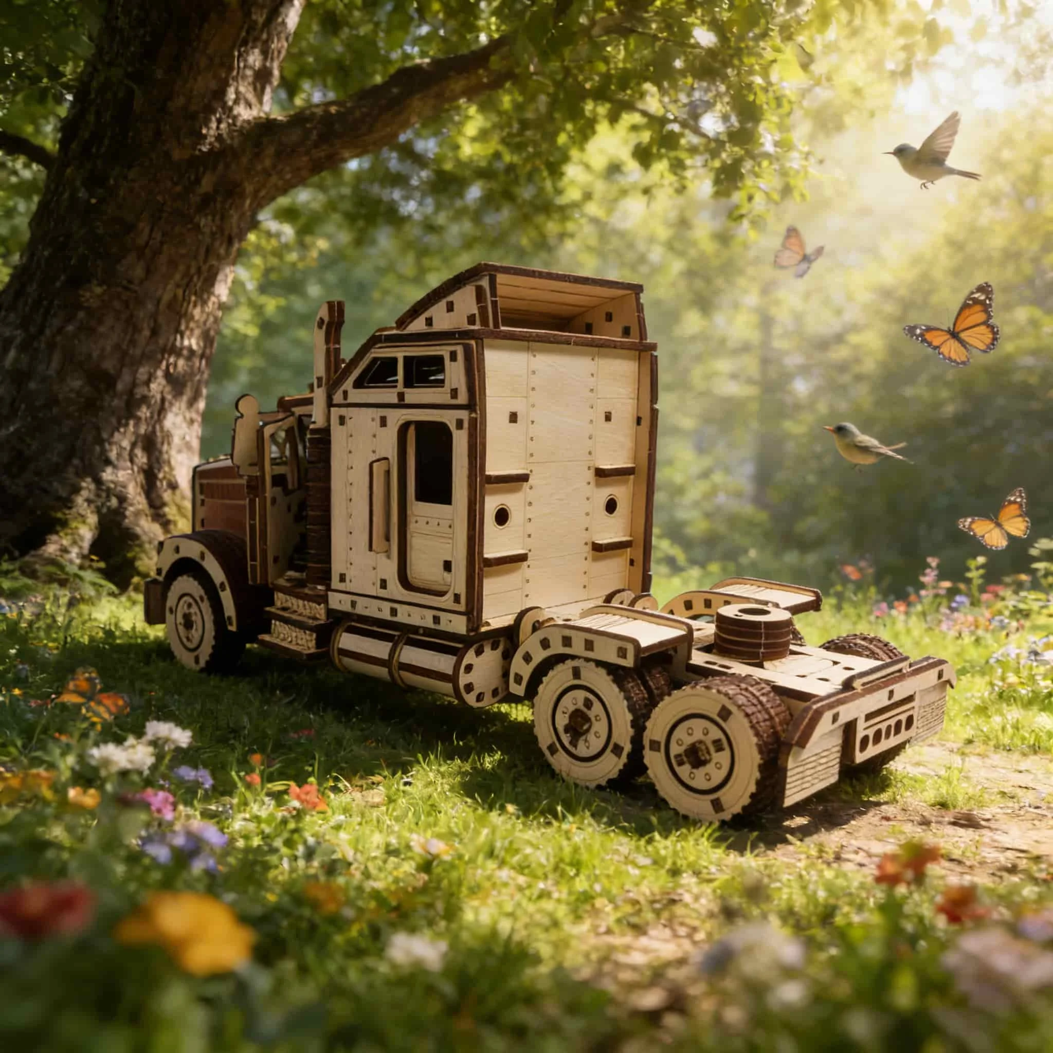 لغز خشبي ثلاثي الأبعاد لشاحنة أمريكية، نموذج مصغر، طقم نموذج للتركيب الذاتي، هدية يدوية الصنع، ديكور منزلي، لعبة تجميع