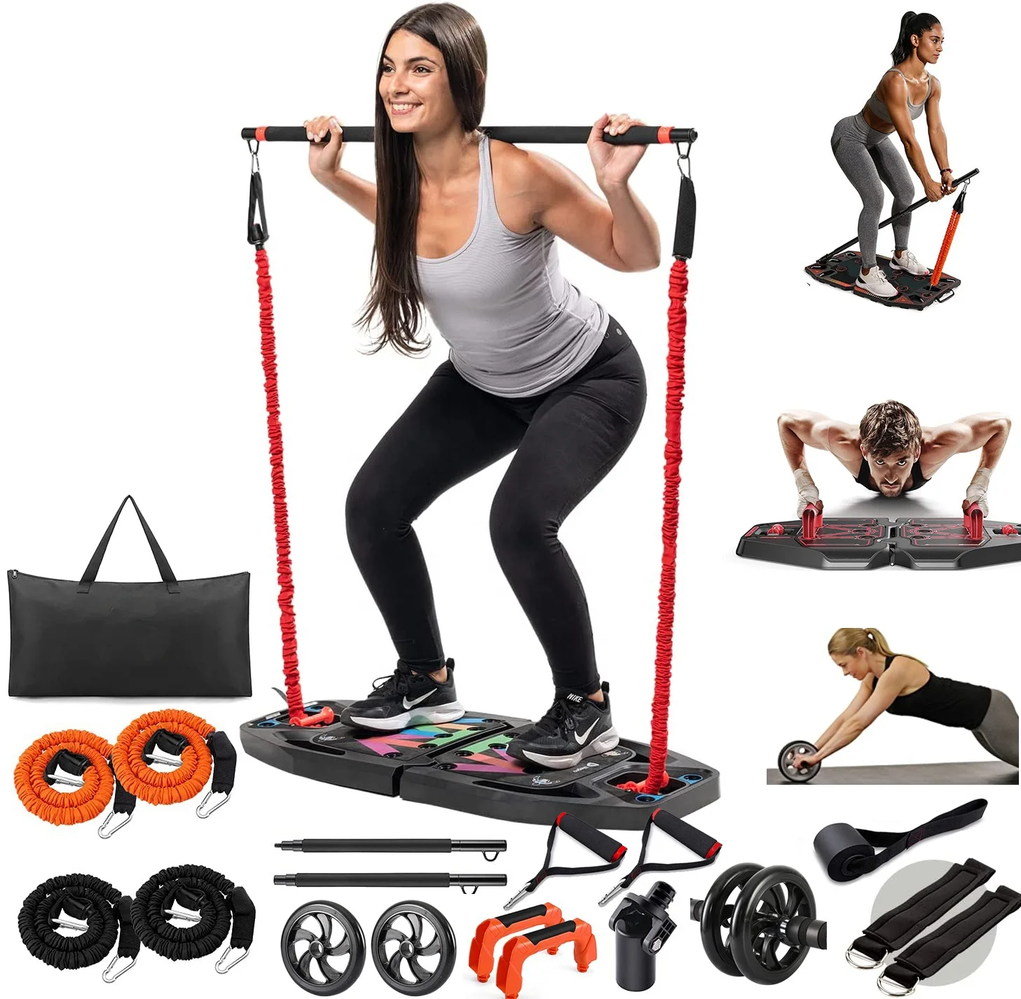 Kit de entrenamiento de fuerza portátil para gimnasio en casa, entrenador de resistencia para cuerpo Total, brazo, espalda, entrenamiento de glúteos, equipo deportivo