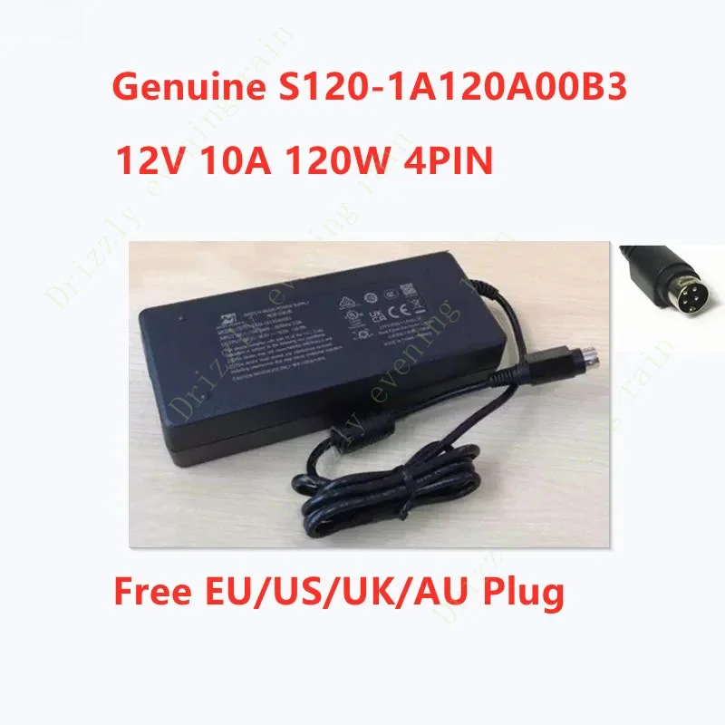 Genuine for mass power S120-1A120A00B3 12V 10A 120W 4pin AC adapter for Hikvision power supply charger