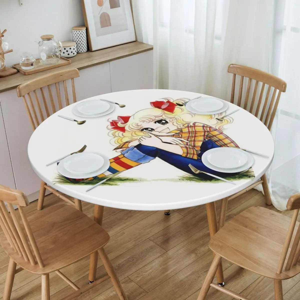 Candy Candy Anime Manga Waterproof Round Tablecloth Oilproof Table Cloth for Kitchen Events Dining Table Cover