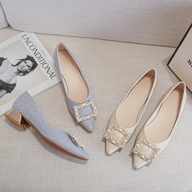 

Gorasion 2025 Summer New Women Office Thick Heele Single Shoes Low Heel Fashion Sexy Pumps Shoes Large-sized Women's Shoes
