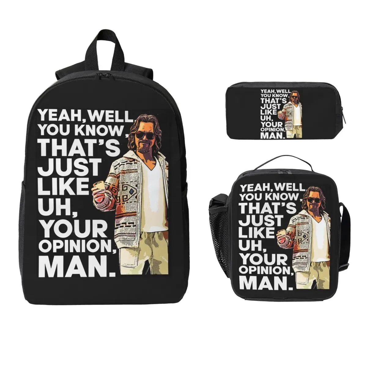 

The Big Lebowski Vintage Backpack Student BookBag School Bag Laptop Shoulder Bags 3ps Insulated Lunch Bag Pencil Case