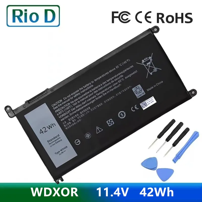 Bateria Wdx0r Wdxor11.4v 42wh para Dell Inspiron 13 14 15 17 5000 7000 P69g001 5378 5379 5770 5570 P69g Vostro 5471 Notebook Novo