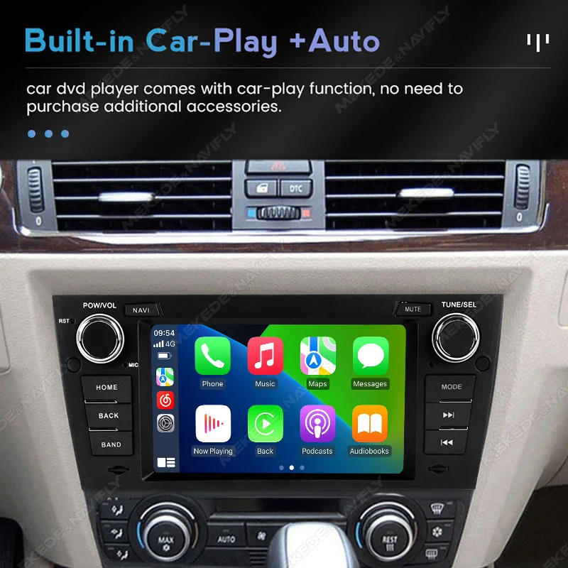 Navifly-مشغل سيارة لاسلكي لسلسلة BMW 3 ، أنظمة سيارات أندرويد ، راديو سيارة ، مشغل فيديو ، نظام تحديد المواقع ، ستيريو 2Din ، E90 ، E91 ، E92 ،-، 7 in