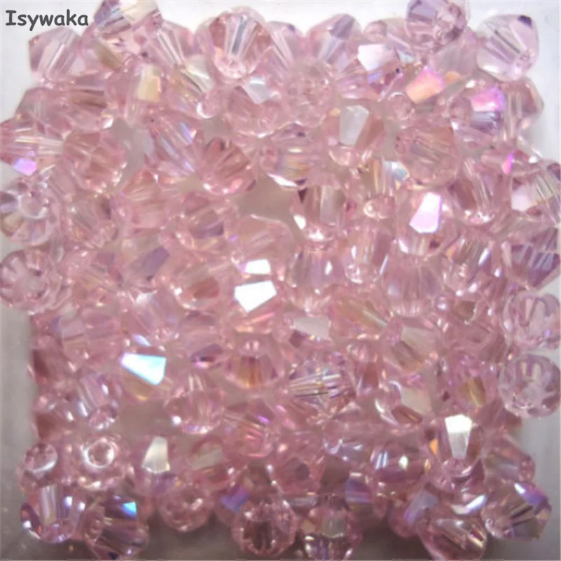 Isywaka Sale Pink Colors 100pcs 4mm Bicone Austria Crystal Beads Charm Glass Beads Loose Spacer Bead for DIY Jewelry Making