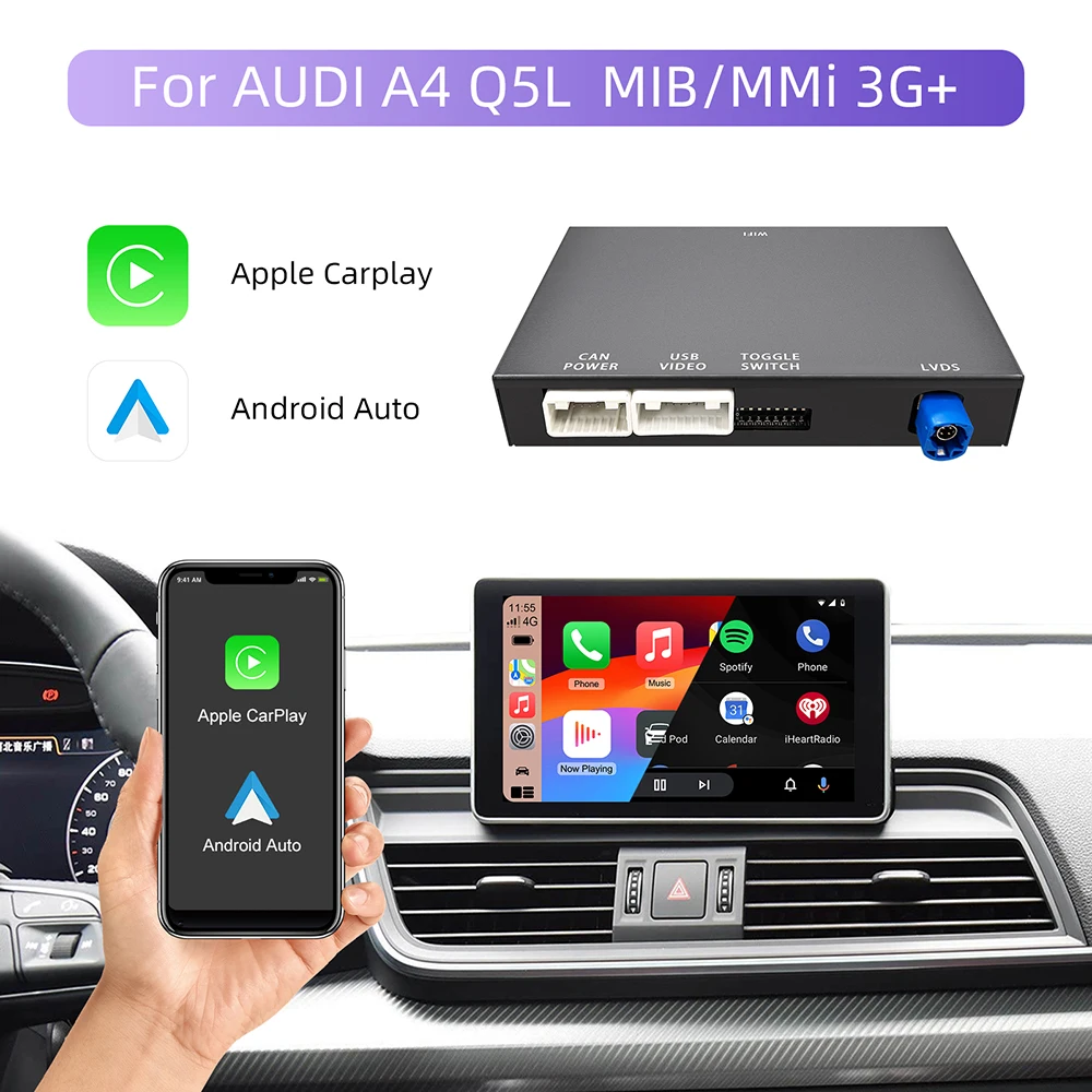 OEM Screen Upgrade Decoder Box for Audi A4, A5,Q5 2008-2018 MMI 3G with CarPlay & Android Auto Retrofit Kit