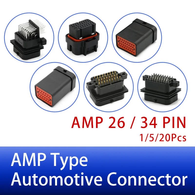 

1/5/20 шт. автомобильный разъем AMP типа ECU 26P 34Pin водонепроницаемый штекер 3-1437290-1 6437288-2 9-6437287-8 6473711-1