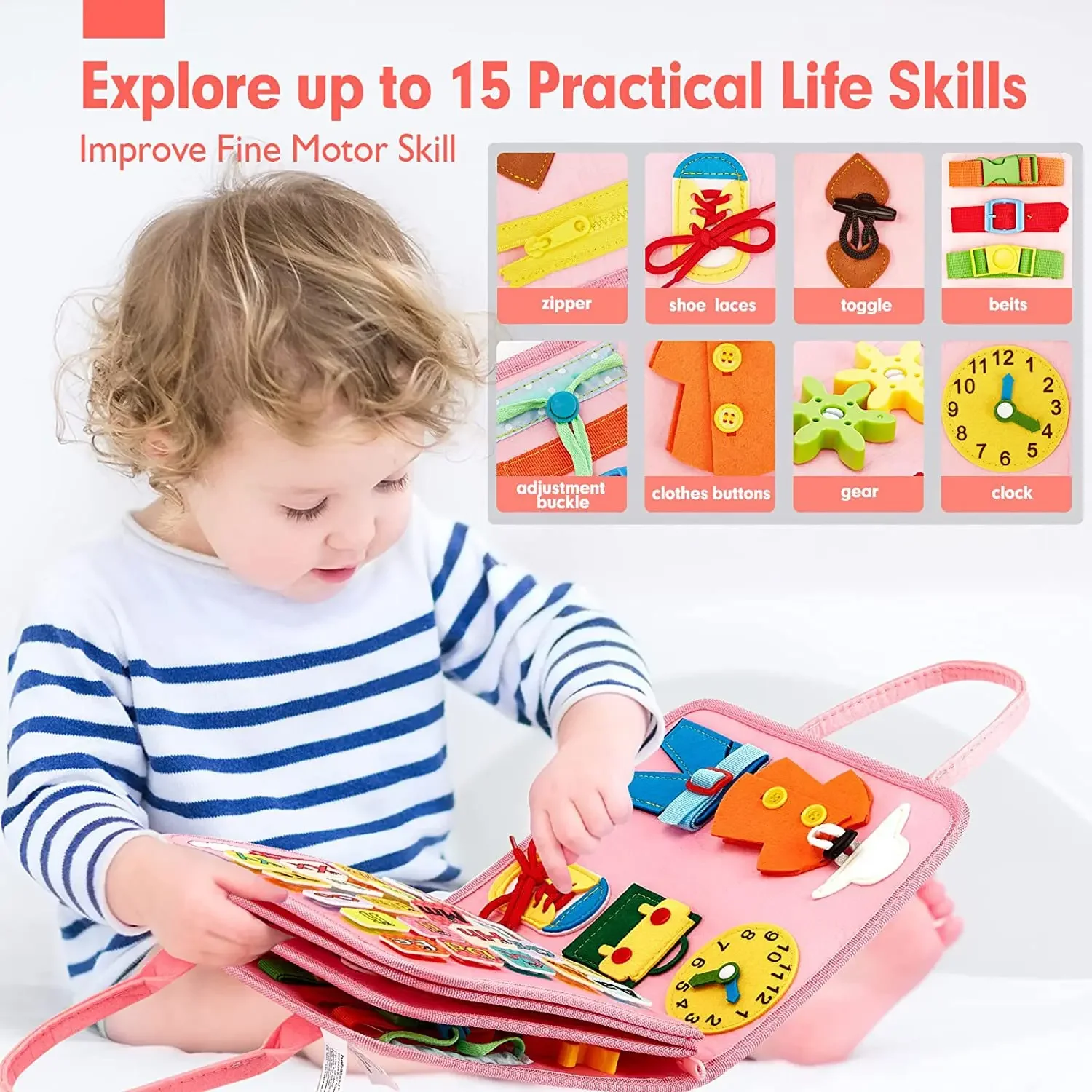 Motor Skills Early Education Learing Toys Montessori Busy Book Educational Toys For Toddler Portable Activity Travel Board Fine