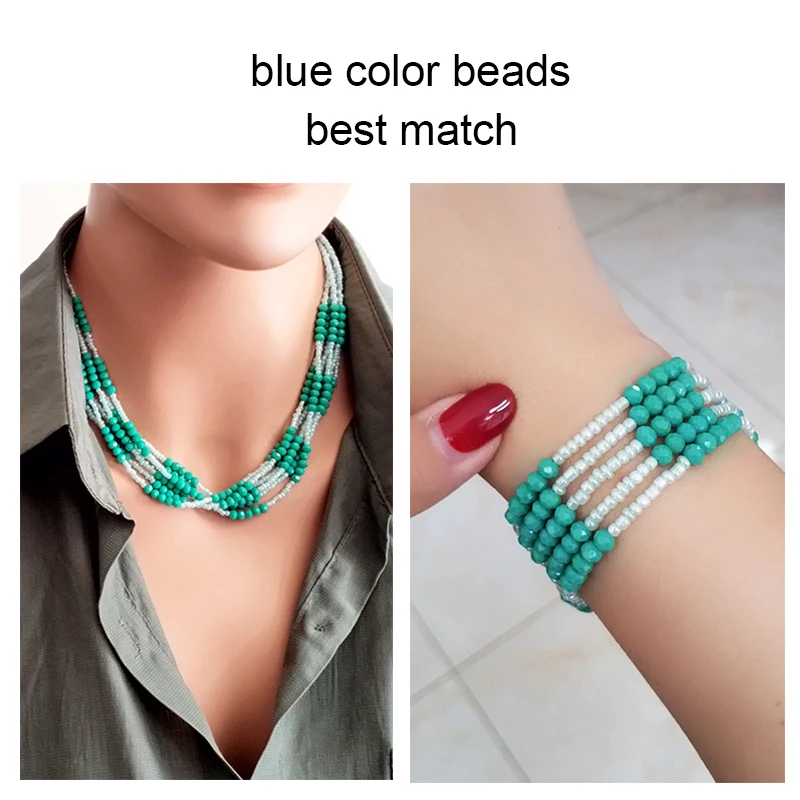 LEEKER Boho Red Green Black Color Crystal Beads 6 Layers Chain On The Neck Magnet Buckle Bracelets For Women Jewelry 982 LK1