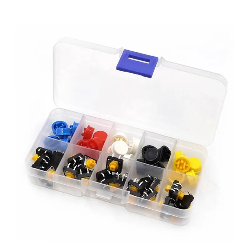 Light touch switch button, round shape, with button cap, micro switch 12*12*7.3MM, 25 pieces in box