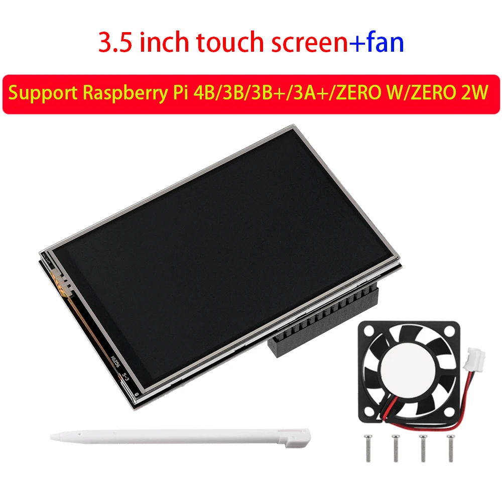 3.5 Inch 450x320 TFT Touch Screen for Raspberry Pi 2/3B/4B 125MHz SPI 50Hz with Cooling Fan