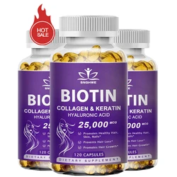 Free Sipping Biotin & Collagen Supplement Nails,Shiny Hair,  Skin,Vegetarian Capsules Beauty Health