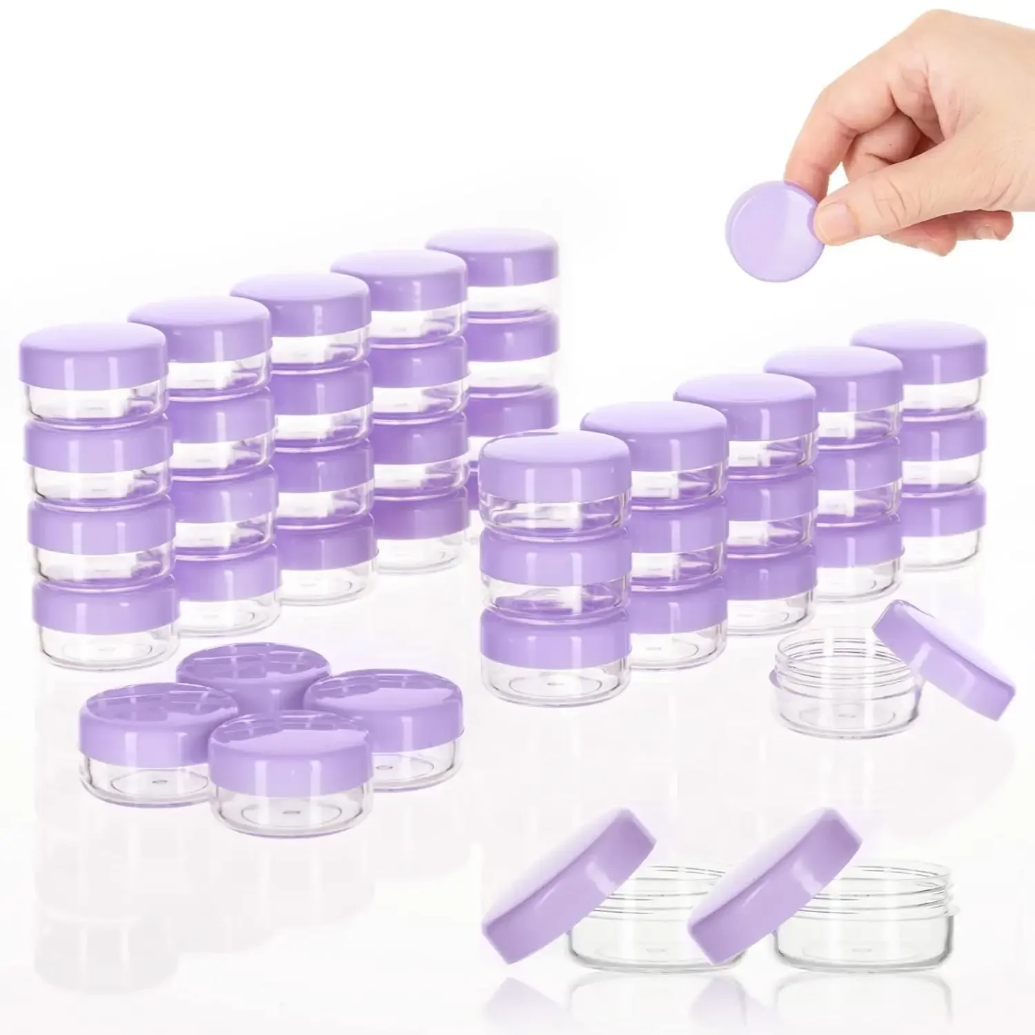 500pcs 3g Pink Plastic Lip Balm Containers with Lids, Empty Cosmetic Pot Tiny Sample Jars, Lotion Powder Beauty Products Gel Box