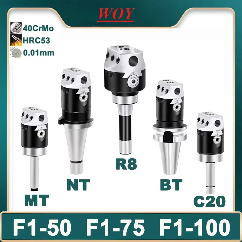 WOY F1 Boring Head F1 Boring Bar MT2 MT3 MT4 MT5 C20 C25 BT30 BT40 NT30 NT40 R8 F1 Boring Tool 50mm 75mm