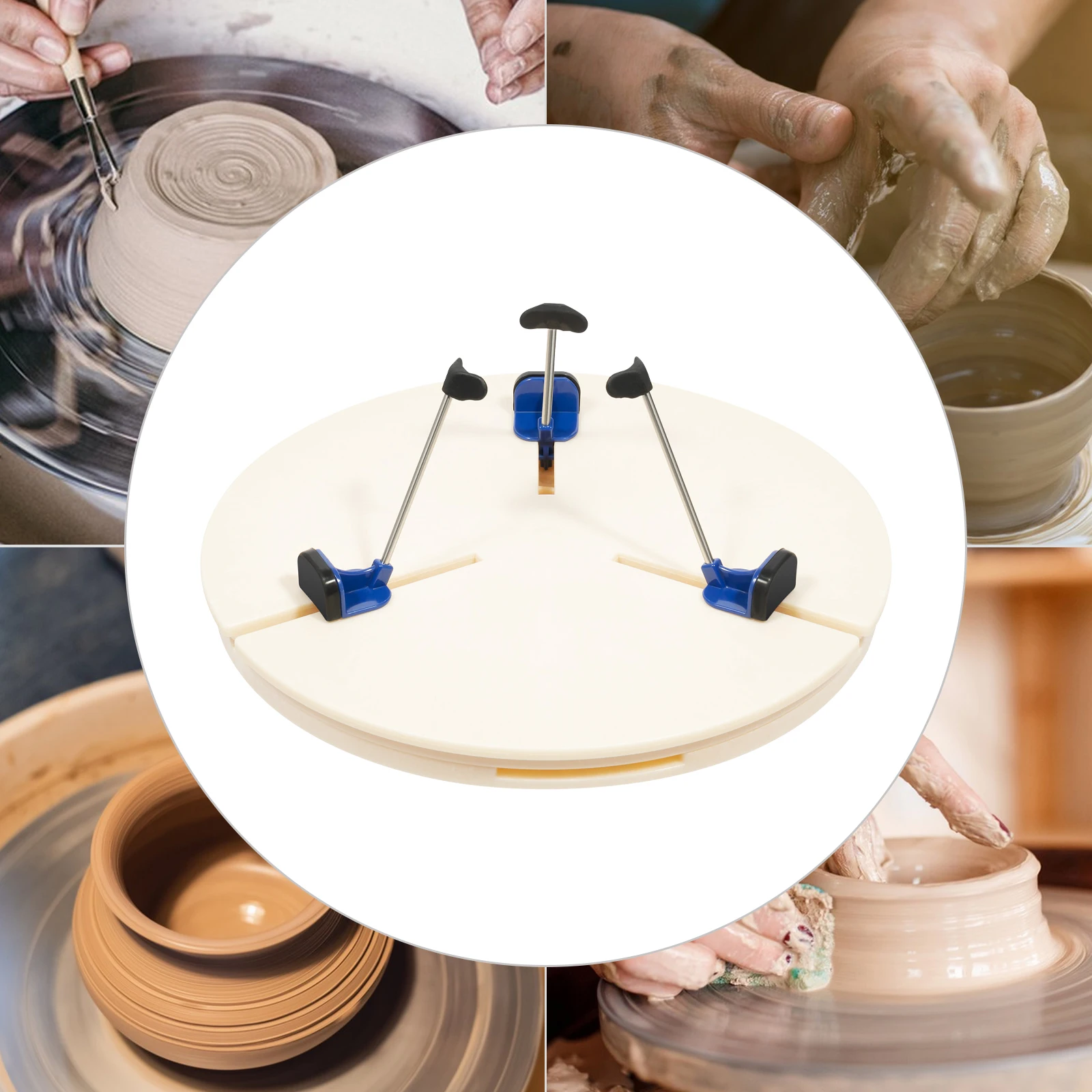 مشبك قرص دوار للفخار 39 سم مع 5 مجموعات أداة تشذيب ABS لتشذيب السيراميك والتمركز والتشكيل على العجلة