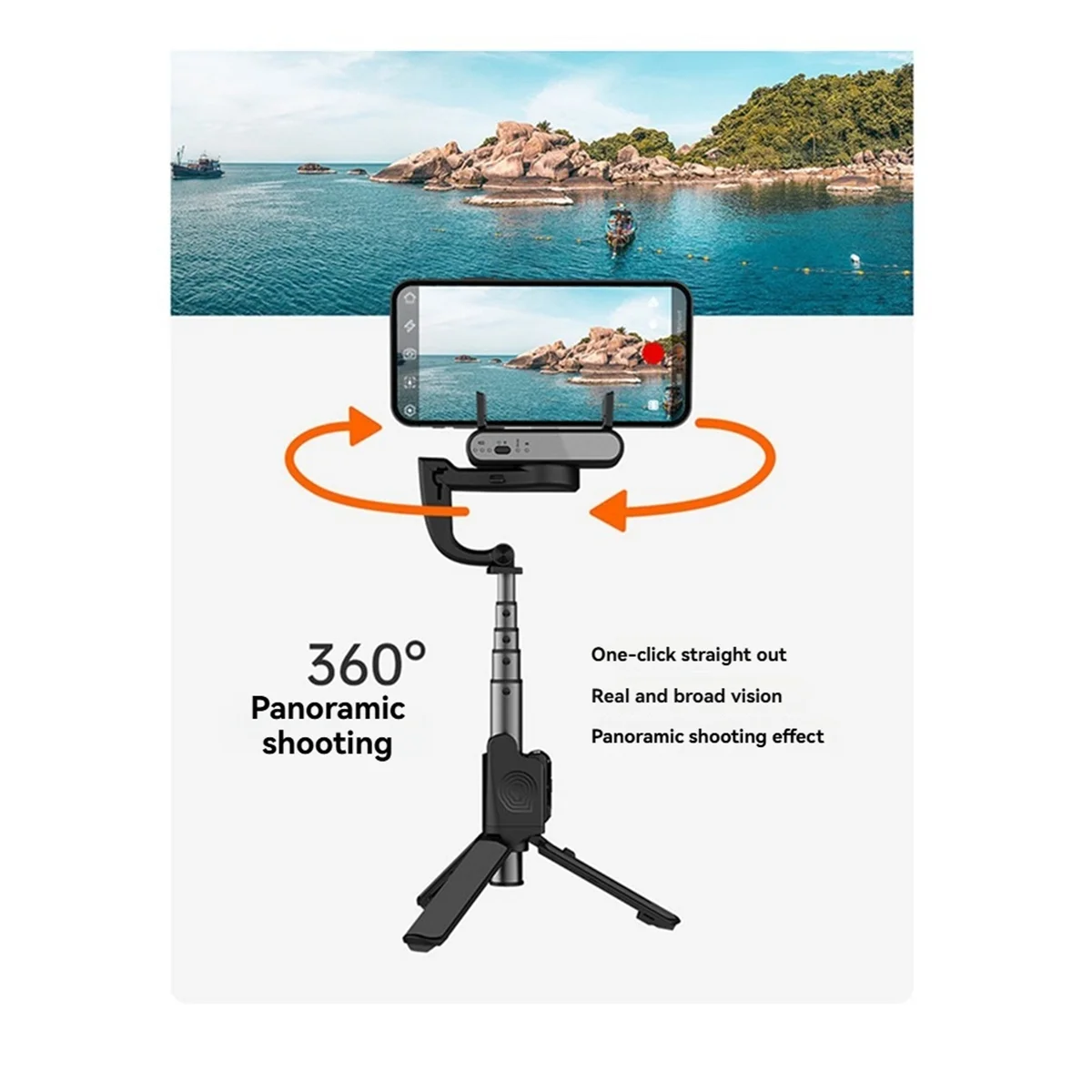 AC932★♠◐ ISteady Q Handheld Gimbal Stabilizer Phone Selfie Stick Extension Rod Adjustable Tripod with Remote Control Black