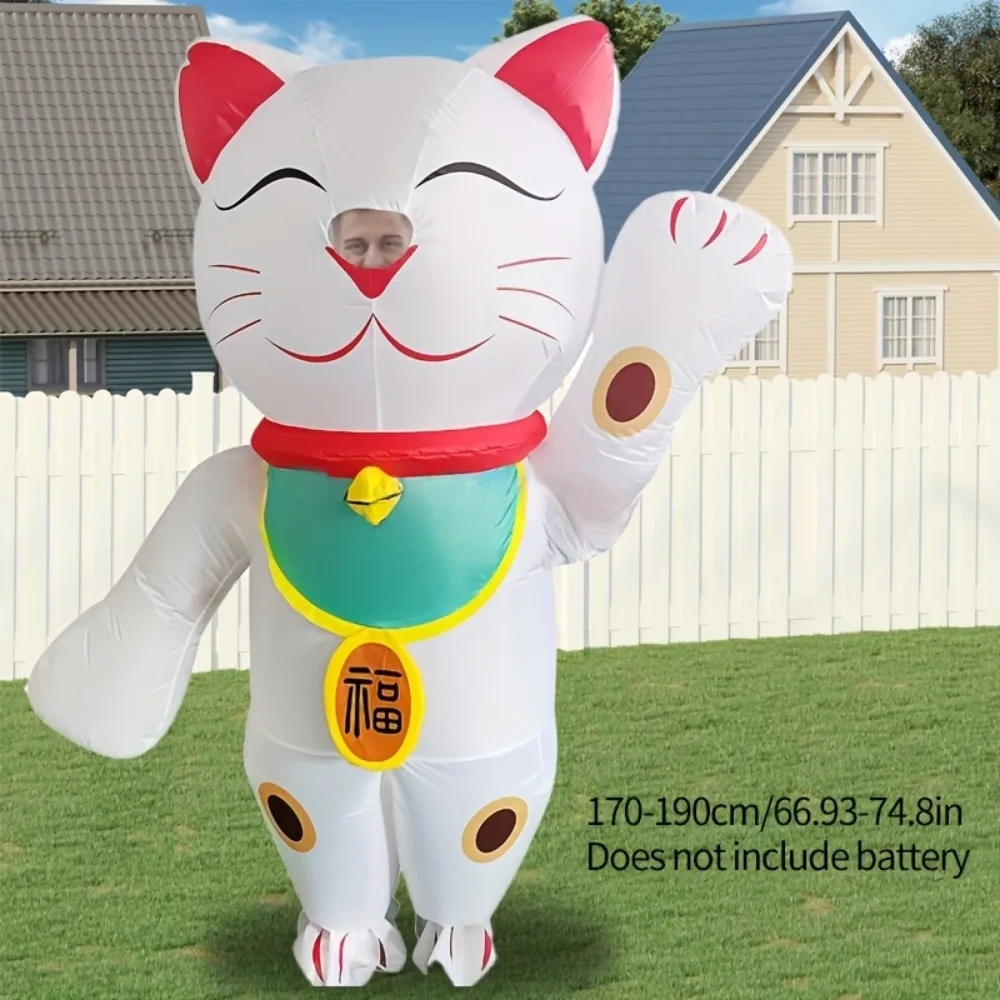 Costume gonfiabile di Halloween Lucky Cat Set di bambole di ruolo per spettacoli teatrali di Halloween per -4'11"-6'3")