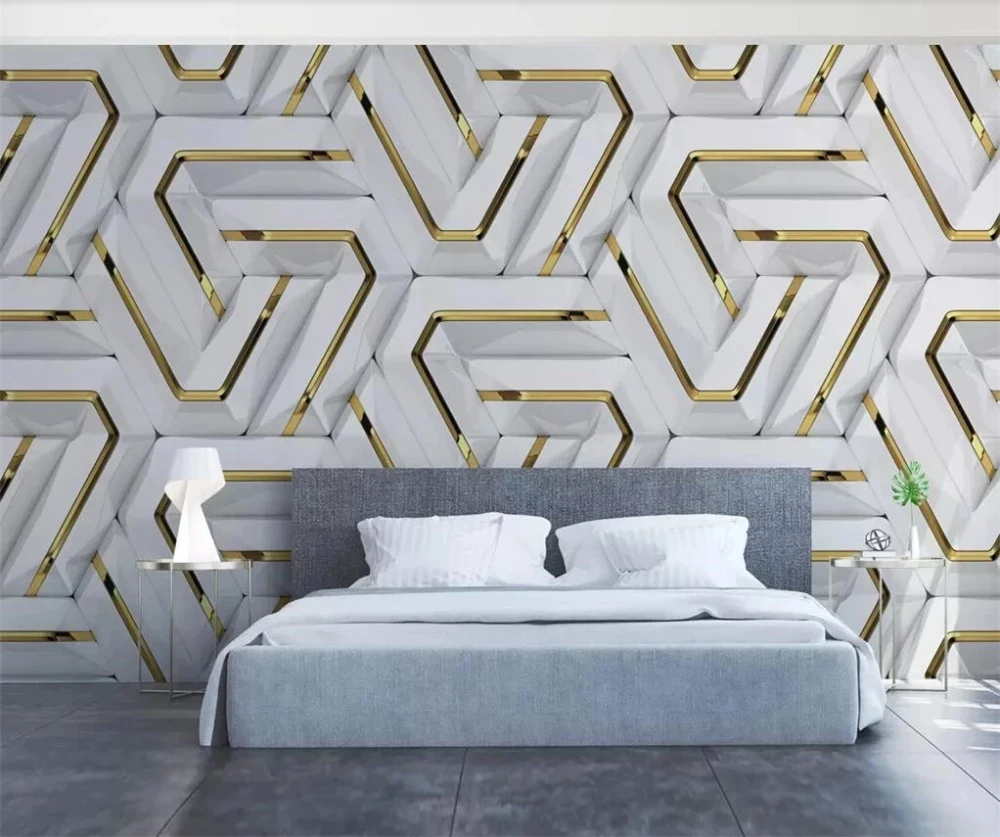 

Customized wallpaper 3D geometry pattern gold abstract Mural bedroom Living room sofa background bedroom restaurant minimalist