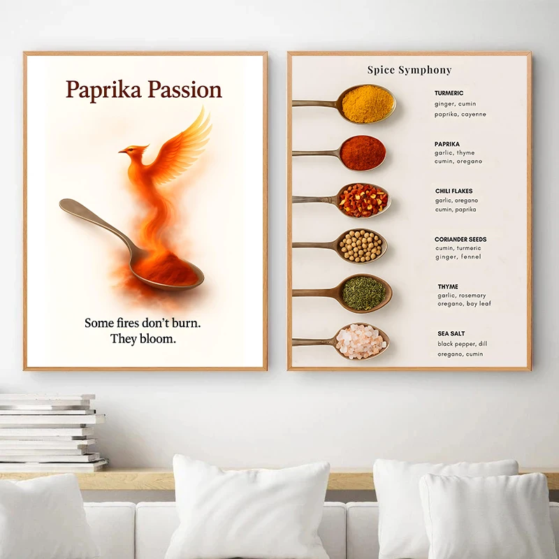 Таблица специй Изображение Феникса Специи Плакаты и принты Печать на холсте Современная настенная художественная картина для приготовления пищи Кухонный декор Подарки