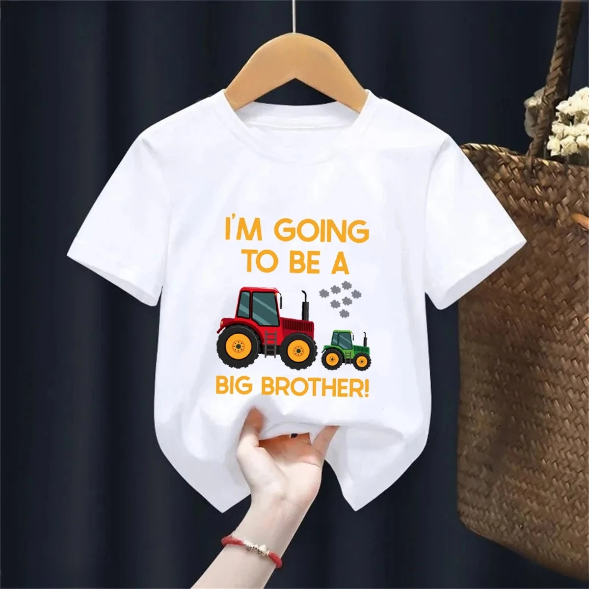 I'M Going To Be A Big Brother Two Tractors T Shirt, Baby Announcement Idea For Son, Boys Tractor Tshirt, Brothers Matching Shirt
