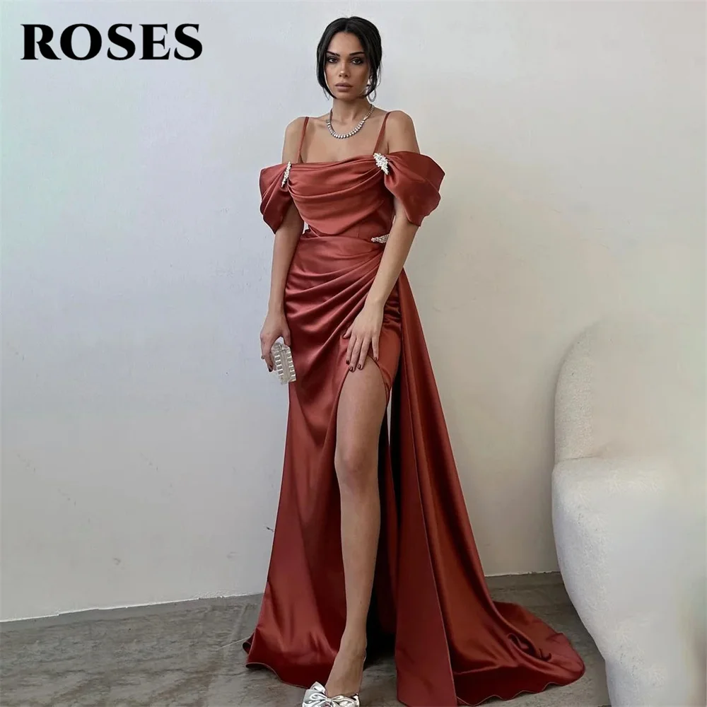 

ROSES Saudi Arabia Stain Mermaid Formal Dress Off Shoulder Party Dresses Spaghetti Strap Night Dresses for Woman Customized