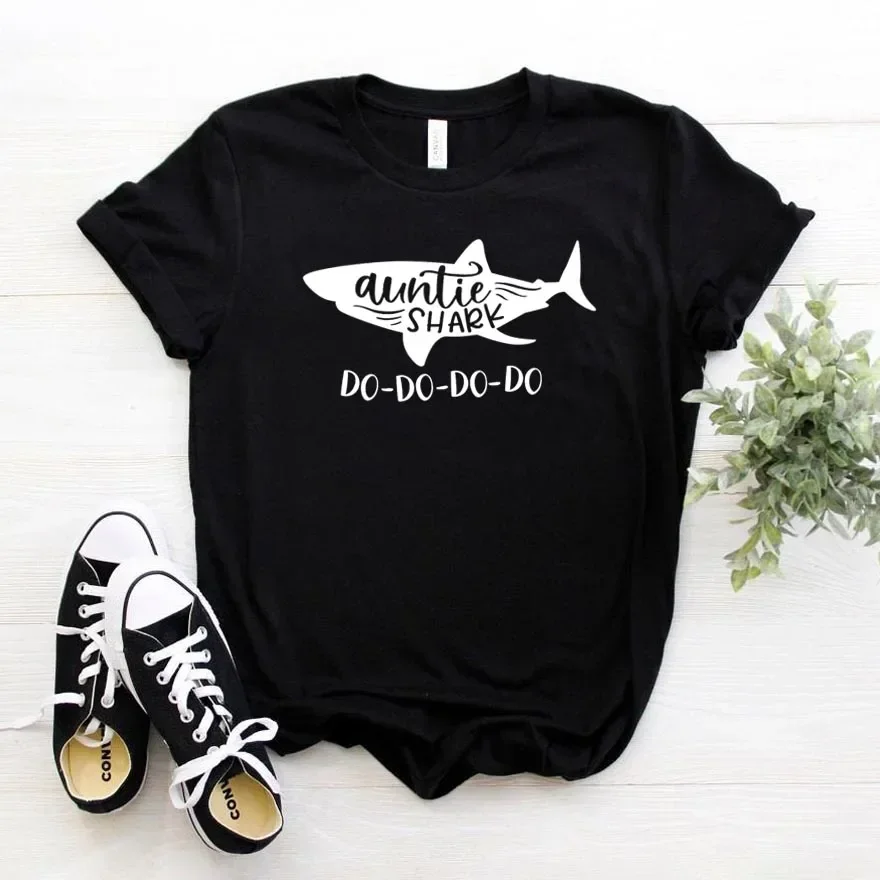 Fashion Auntie Shark do do do Women tshirt Cotton Casual Hipster Funny t-shirt Gift Lady Yong Girl Top Tee  t shirt women