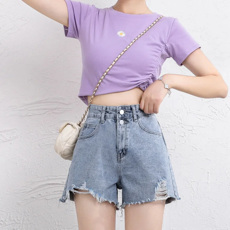 

Women's Denim Shorts2021New Summer High-Waisted Slimming Wide-Leg Loose PantsaSuper short hot pants are trendyinsLightweight for