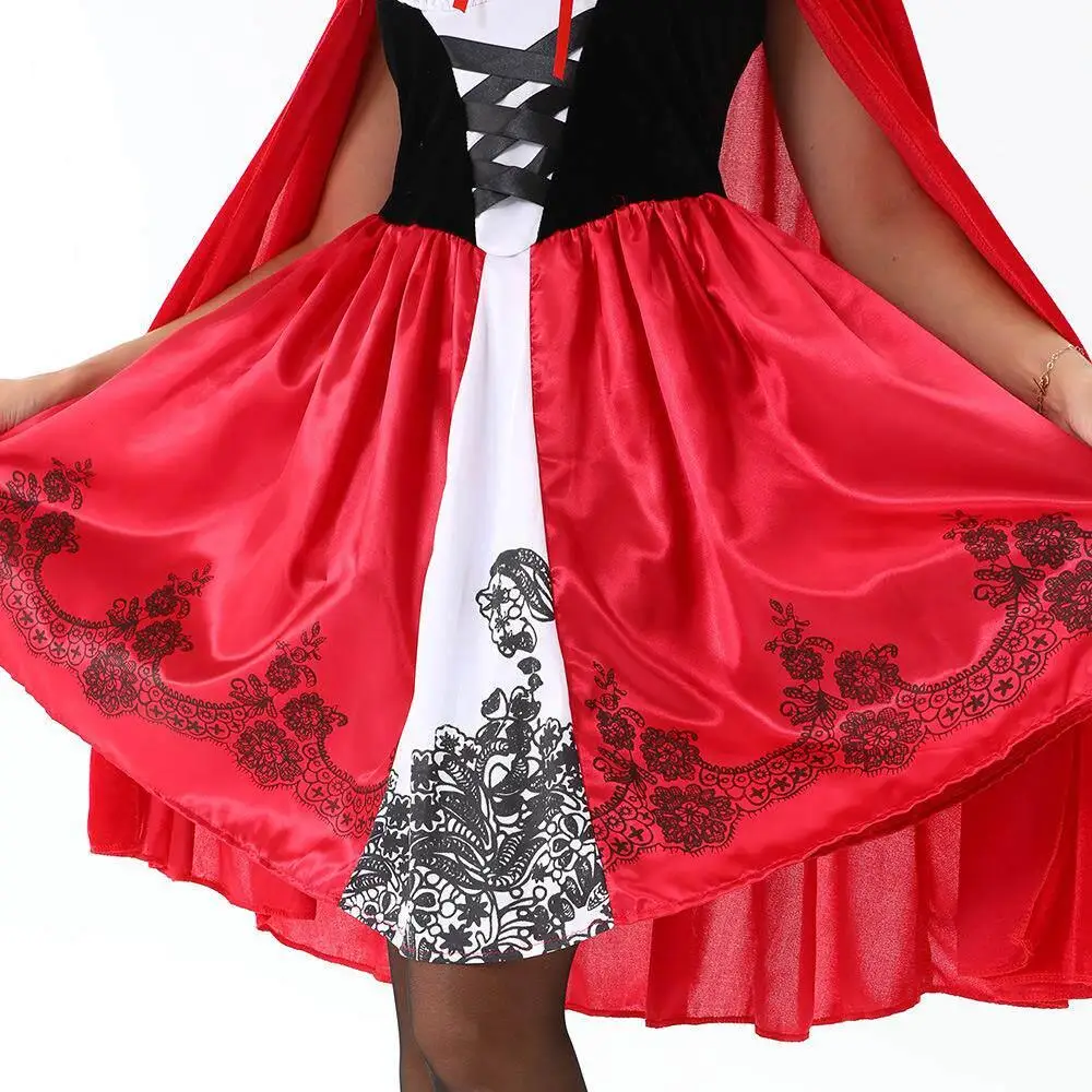

Halloween Little Red Riding Hood Queen Dress Costume Women's Traditional National Stage Costume Halloween Party Wear