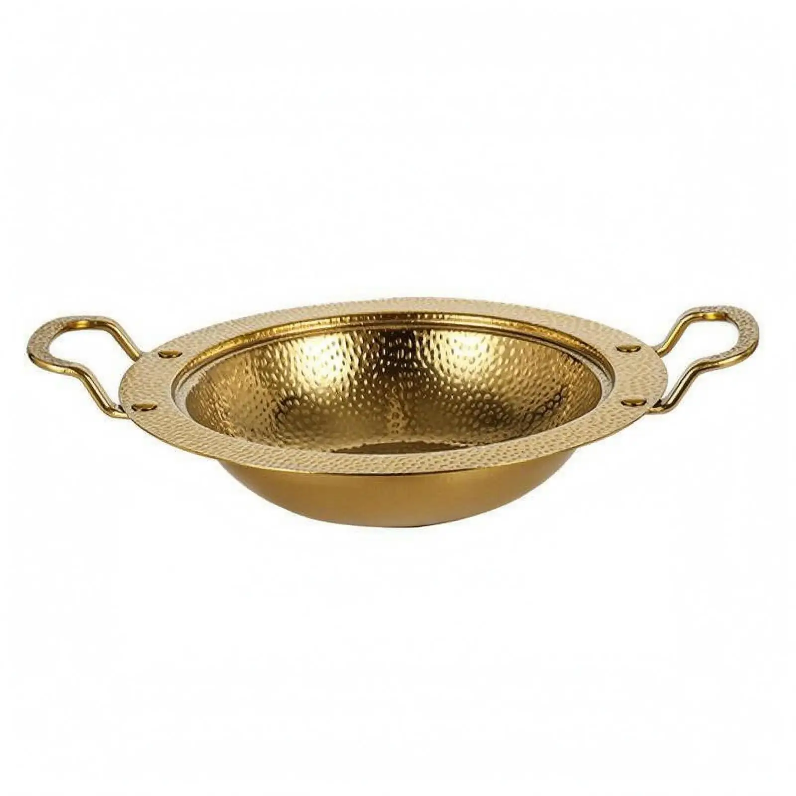 Hammered Texture Gold Cooking Pan Stainless Steel Serving Pot with Wide Rim for Shared Meals