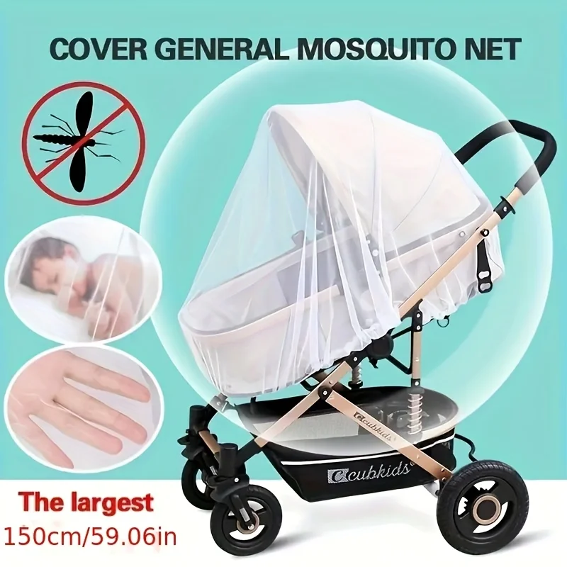 kkjoy Breathable Stroller Mosquito Net Insect Protection Cover forBaby Carriage with Zipper Universal Travel Essential