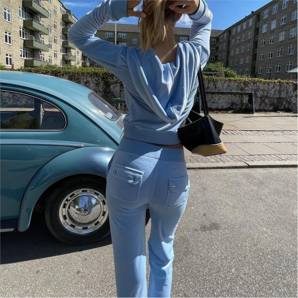 Fashion Solid Color Canary Hoodie Women\'s 2 Piece Fall Winter New Slim Pocket Pants Sports Casual Long Pants Female Suit