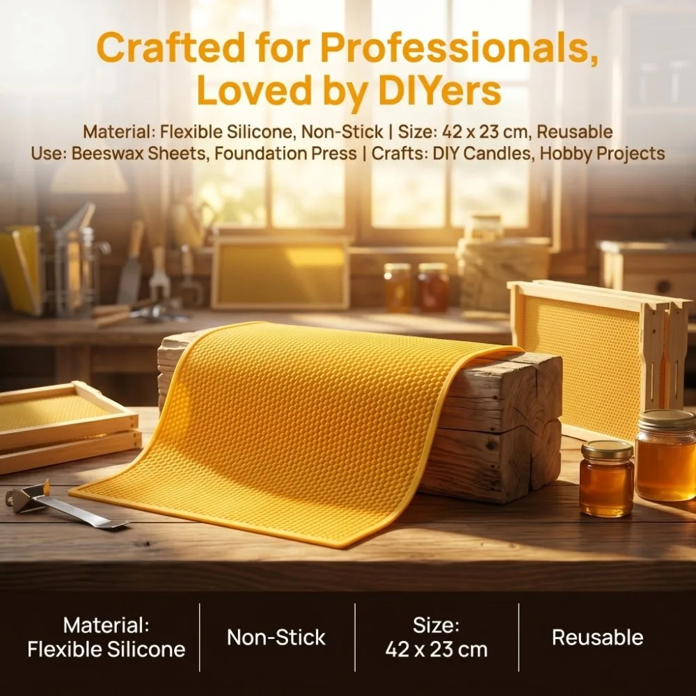 2-Piece Set Flexible Silicone Honeycomb Sheets Mold Reusable Easy Release Beeswax Press Sheet Mold Non-Stick Surface