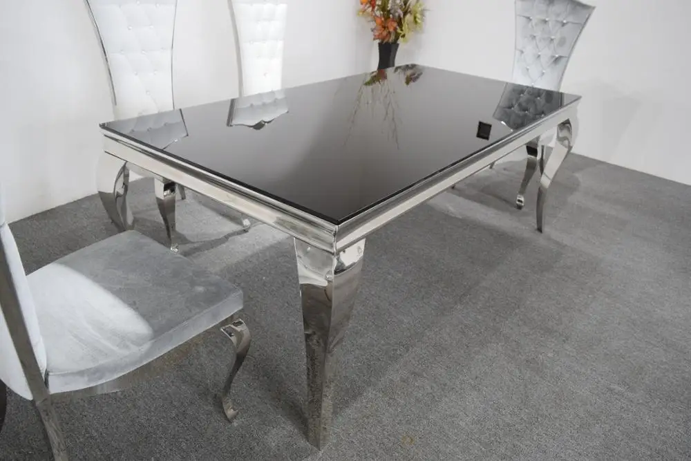 Luxury clear Glass Top Dining Room Tables Chair Sets
