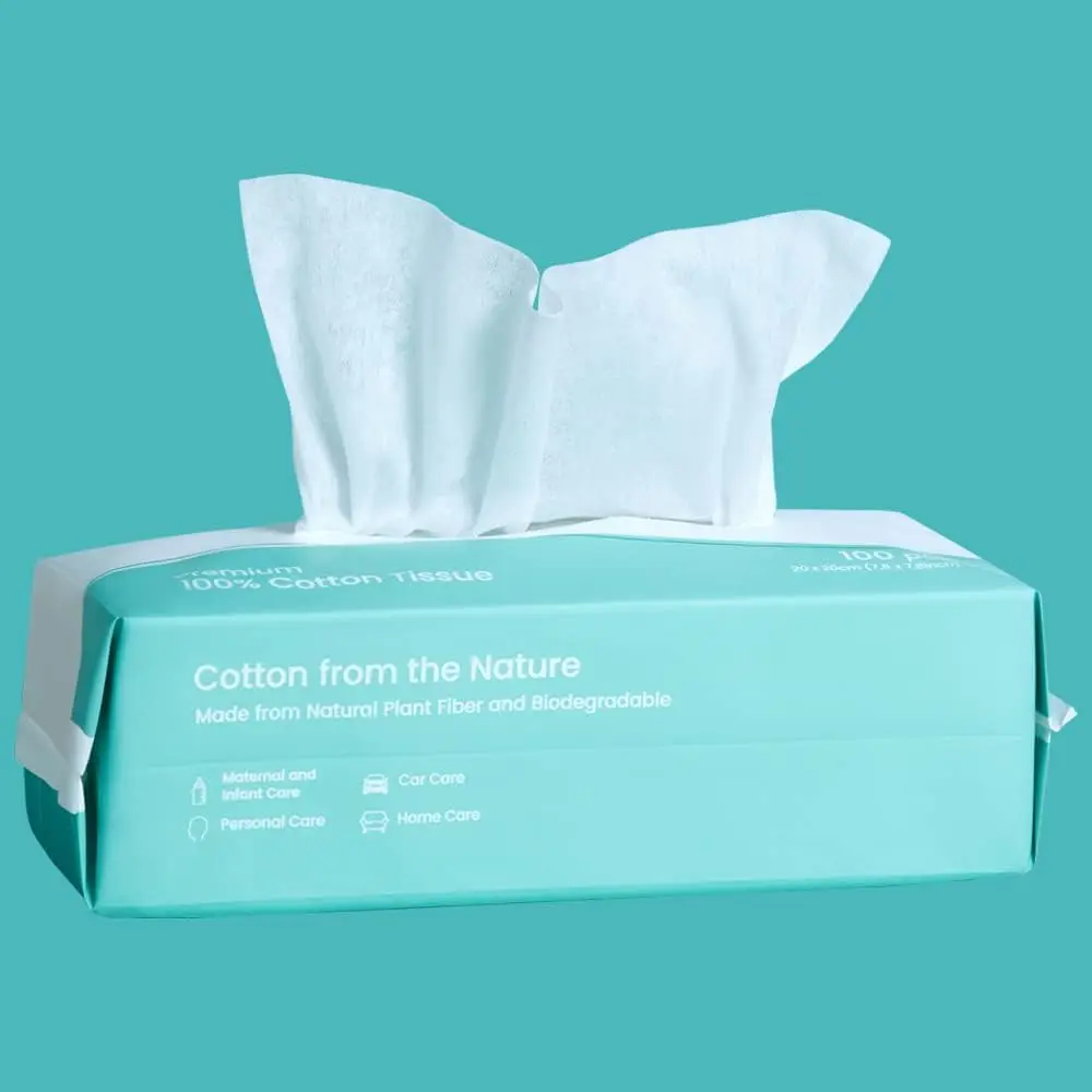 

100% Cotton Disposable Face Towels, 6-Pack Extra Thick Dry & Wet Wipes for Sensitive Skin, Makeup Removal (600 Sheets)