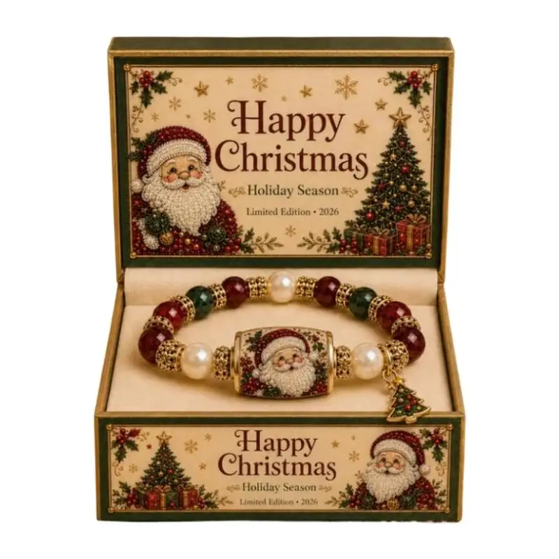 A52E Festive Christmas Bracelet with Stretch Bead Design for Seasonal Outfits