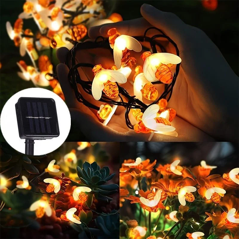 20/50/100 LED الشمسية النحل الجنية سلسلة أضواء مصابيح حديقة 8 وضع إضاءة خارجية مقاومة للماء لزهرة سياج شجرة عيد الميلاد #1